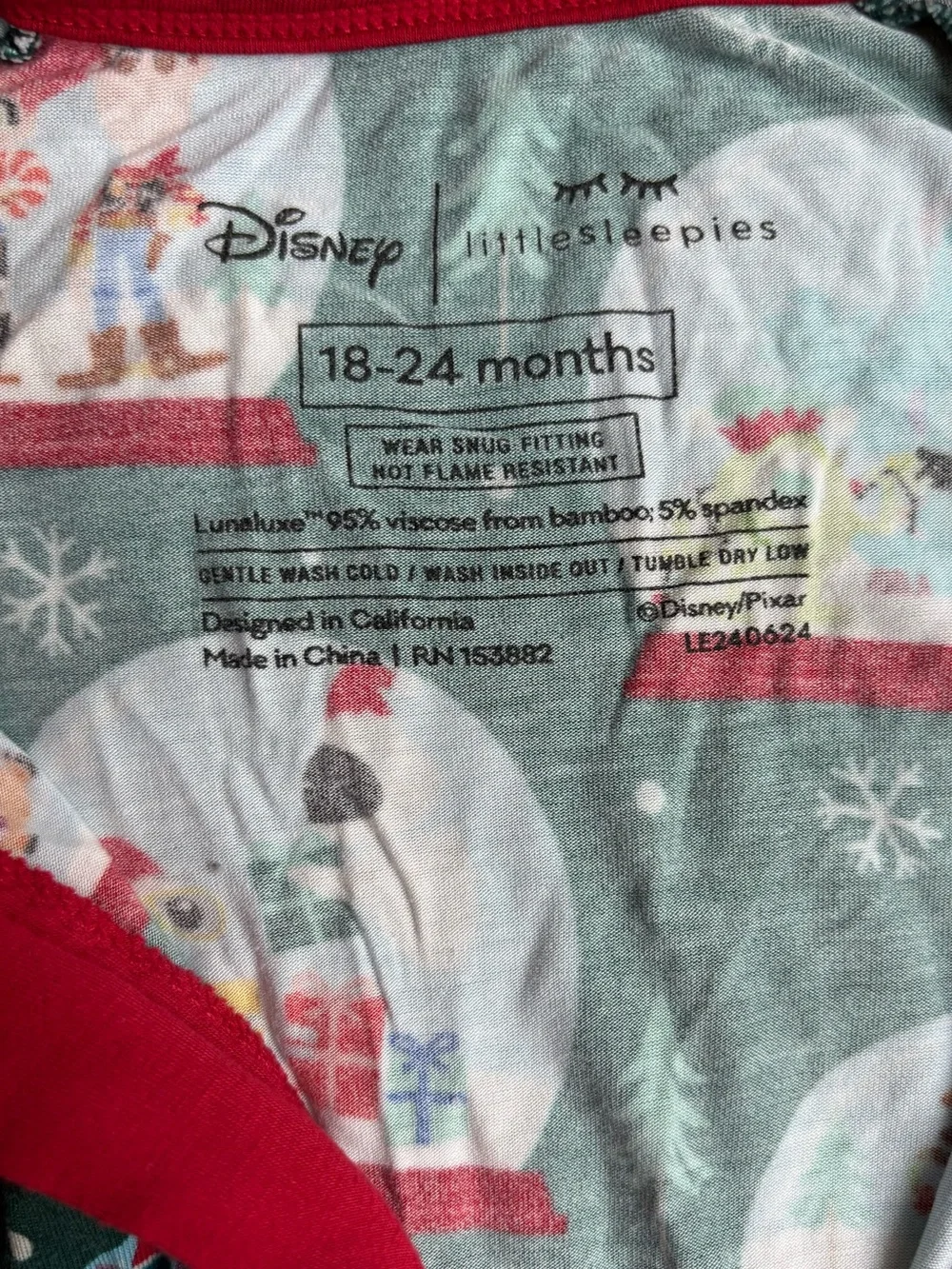 Little Sleepies Green Red Snow Globe Character Footed Pajamas